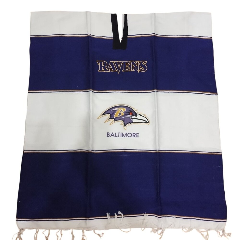 Baltimore Ravens Embroidered Poncho, Arcrylic Light Weight Poncho
